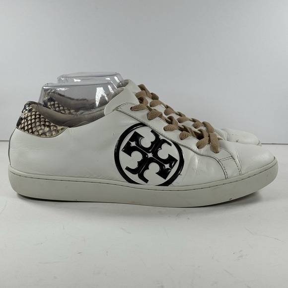 Tory Burch Shoes - Tory‎ Burch Leigh T-Logo Sneaker Calf Leather/ Stamped Snake Printed Leather 10M